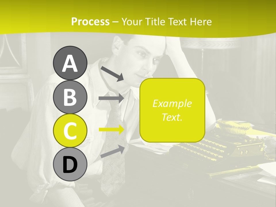 A Man Sitting At A Desk With A Typewriter PowerPoint Template