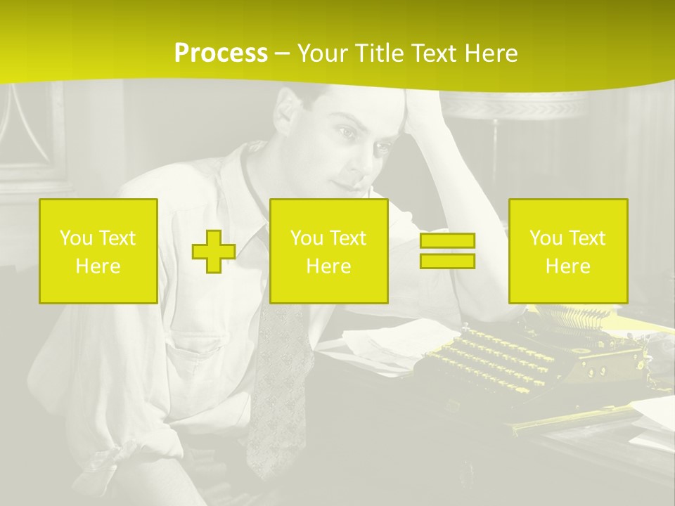 A Man Sitting At A Desk With A Typewriter PowerPoint Template