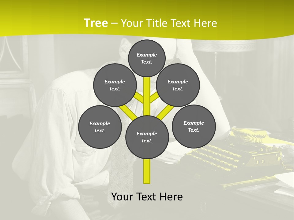 A Man Sitting At A Desk With A Typewriter PowerPoint Template