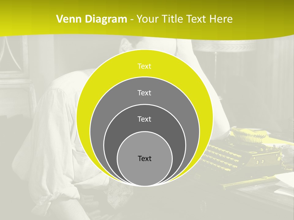 A Man Sitting At A Desk With A Typewriter PowerPoint Template