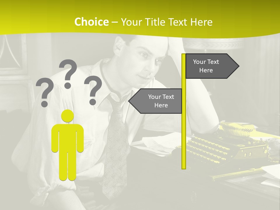 A Man Sitting At A Desk With A Typewriter PowerPoint Template