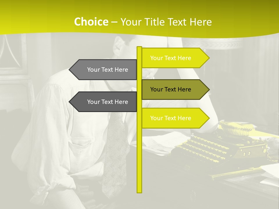 A Man Sitting At A Desk With A Typewriter PowerPoint Template