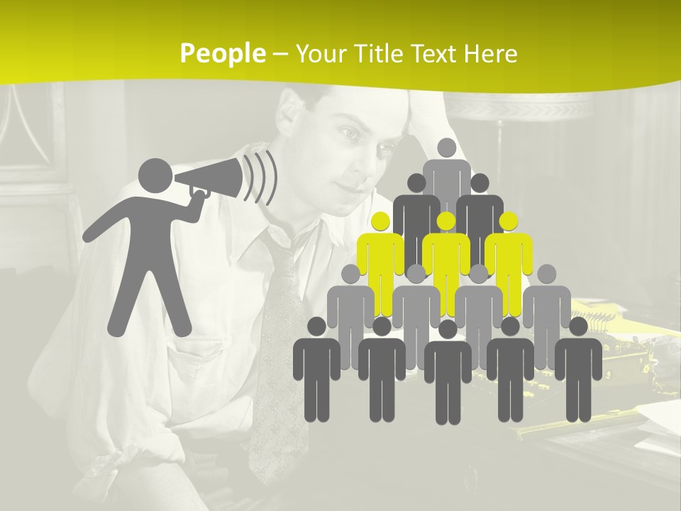 A Man Sitting At A Desk With A Typewriter PowerPoint Template