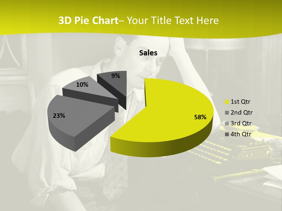 A Man Sitting At A Desk With A Typewriter PowerPoint Template