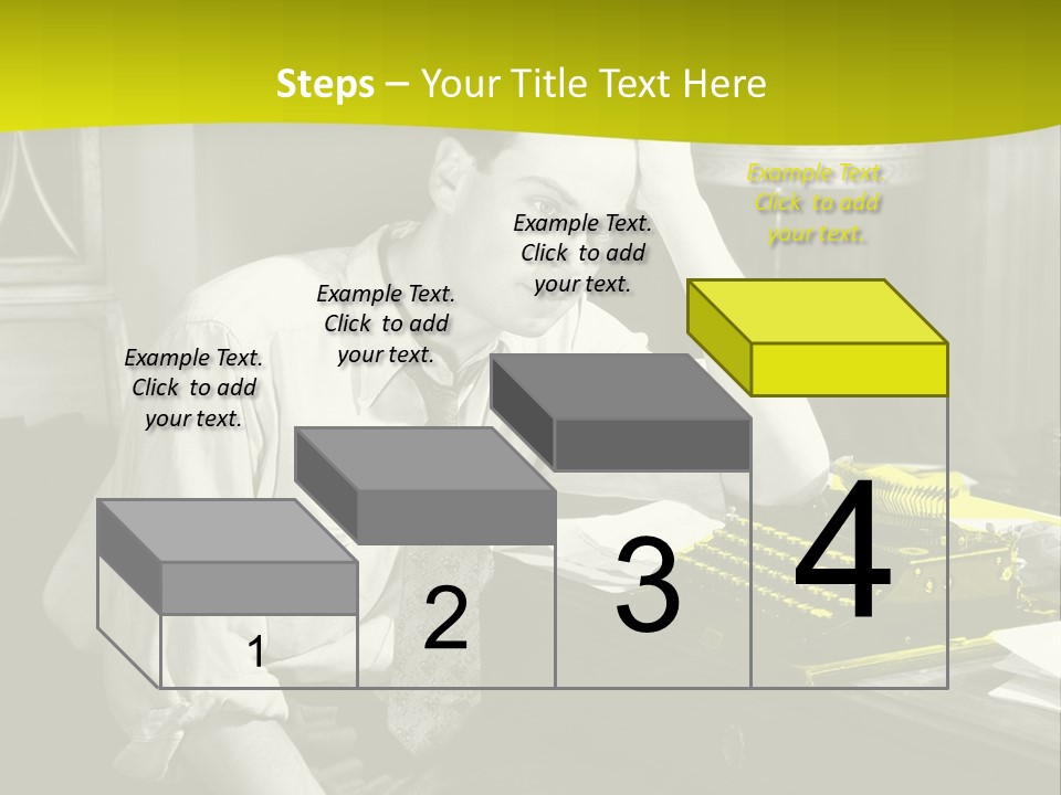 A Man Sitting At A Desk With A Typewriter PowerPoint Template