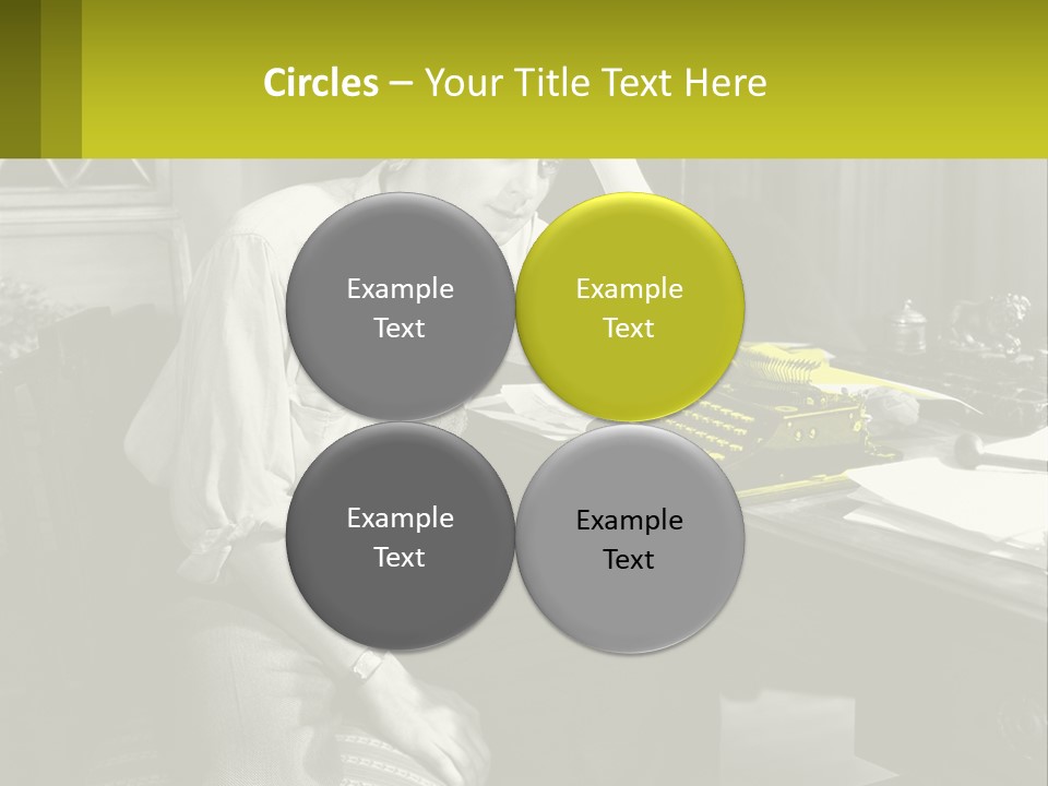 A Man Sitting At A Desk With A Typewriter PowerPoint Template