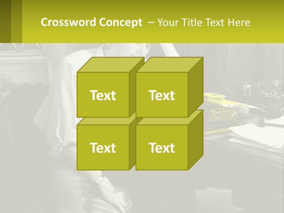A Man Sitting At A Desk With A Typewriter PowerPoint Template
