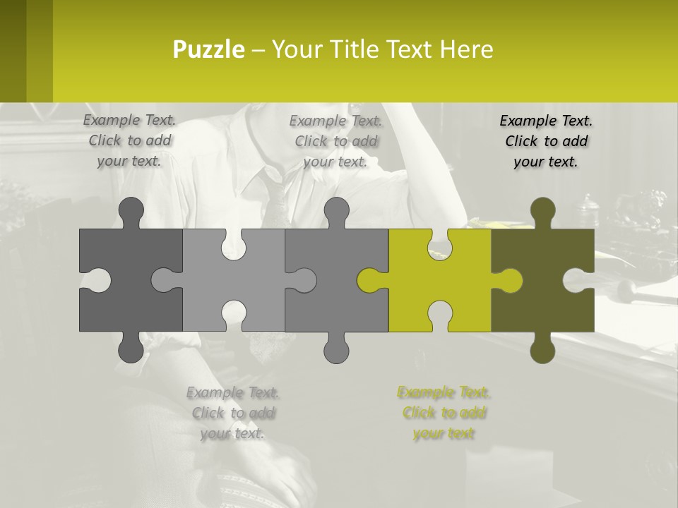 A Man Sitting At A Desk With A Typewriter PowerPoint Template