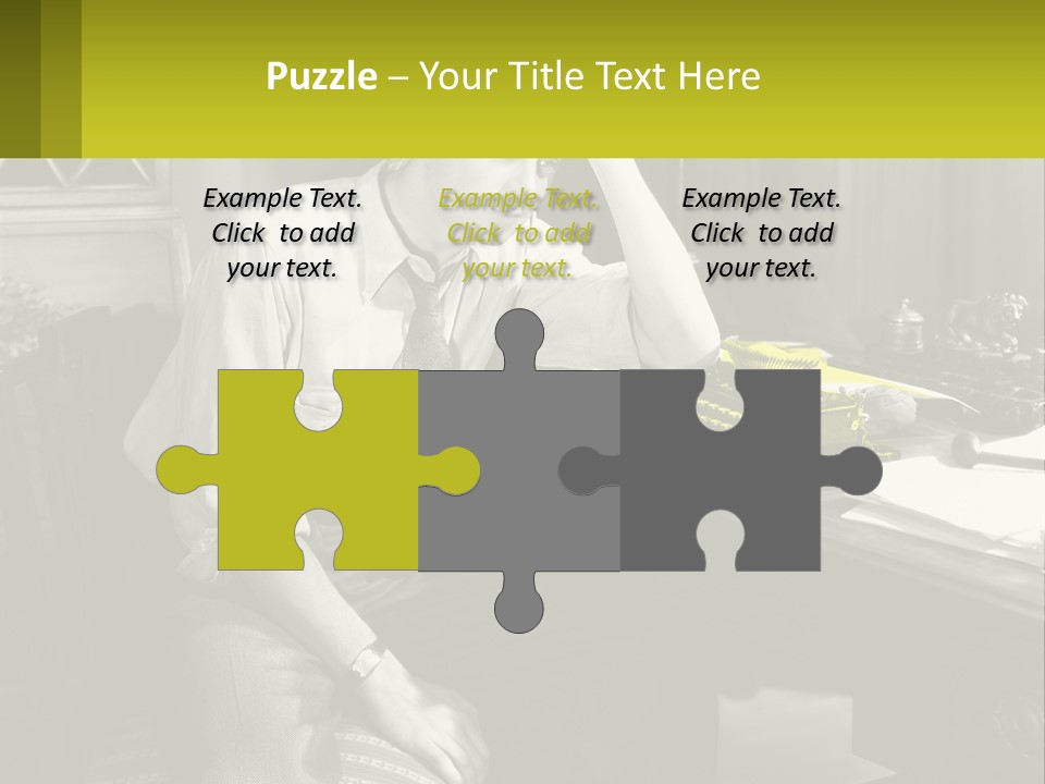 A Man Sitting At A Desk With A Typewriter PowerPoint Template