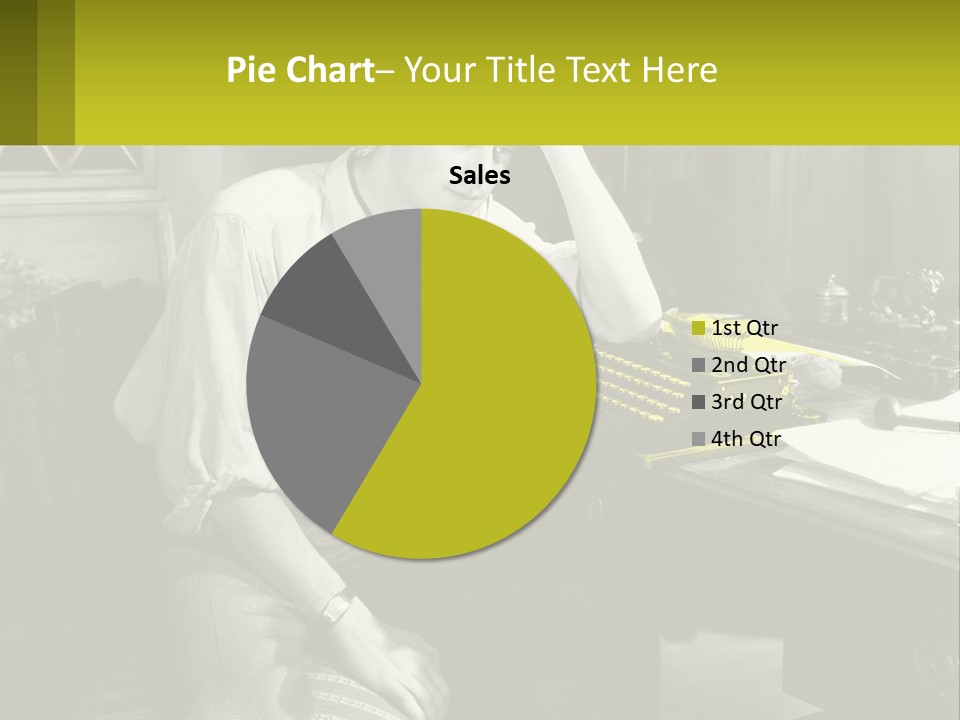A Man Sitting At A Desk With A Typewriter PowerPoint Template