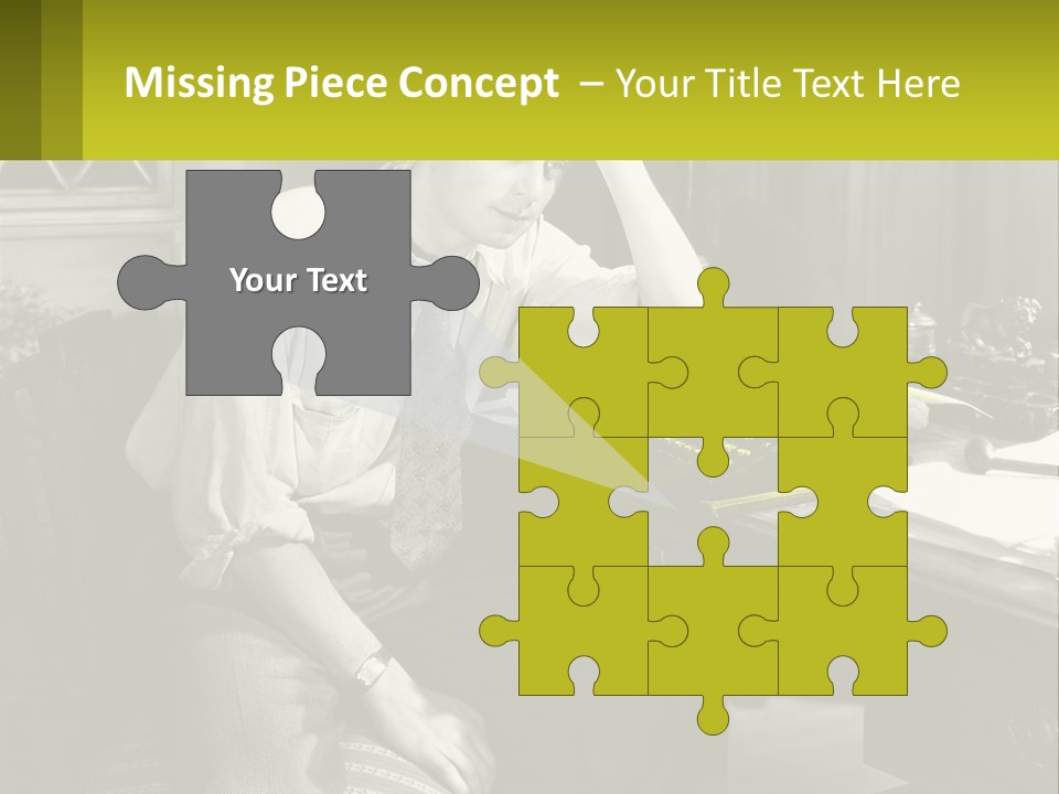 A Man Sitting At A Desk With A Typewriter PowerPoint Template