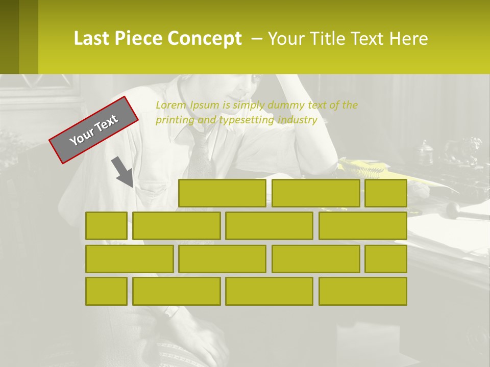 A Man Sitting At A Desk With A Typewriter PowerPoint Template