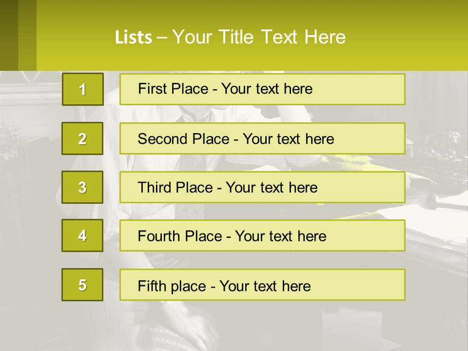 A Man Sitting At A Desk With A Typewriter PowerPoint Template