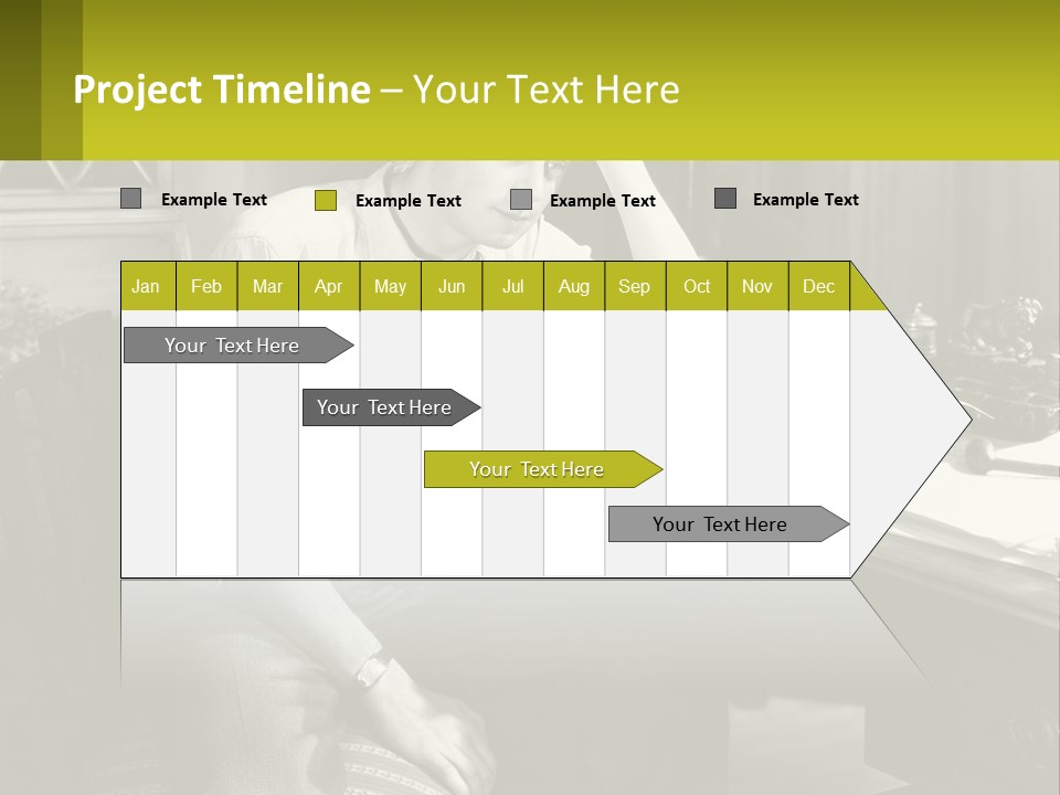 A Man Sitting At A Desk With A Typewriter PowerPoint Template