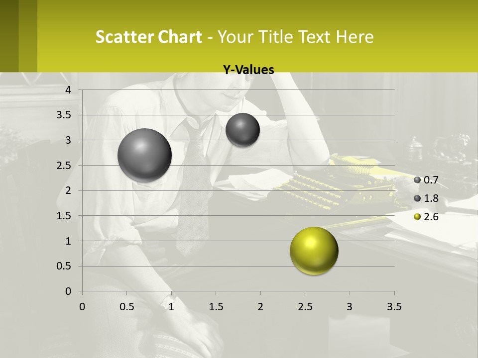 A Man Sitting At A Desk With A Typewriter PowerPoint Template