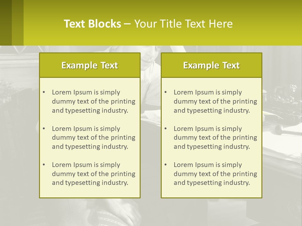 A Man Sitting At A Desk With A Typewriter PowerPoint Template