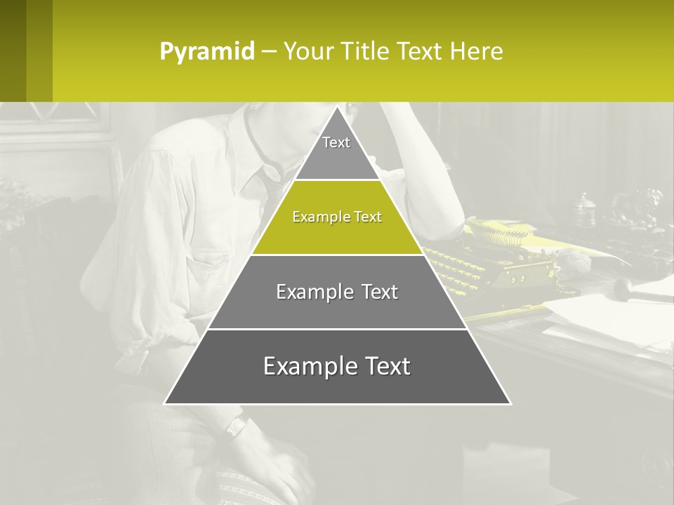 A Man Sitting At A Desk With A Typewriter PowerPoint Template