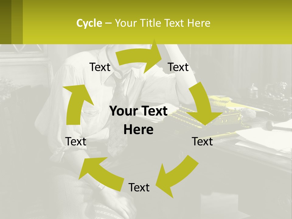 A Man Sitting At A Desk With A Typewriter PowerPoint Template