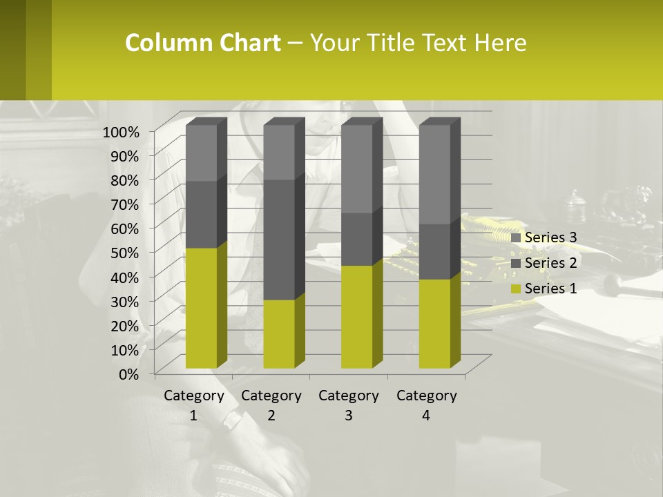A Man Sitting At A Desk With A Typewriter PowerPoint Template