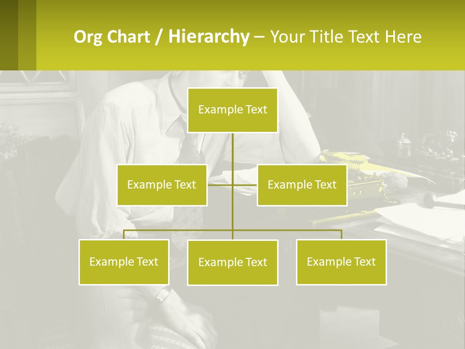 A Man Sitting At A Desk With A Typewriter PowerPoint Template