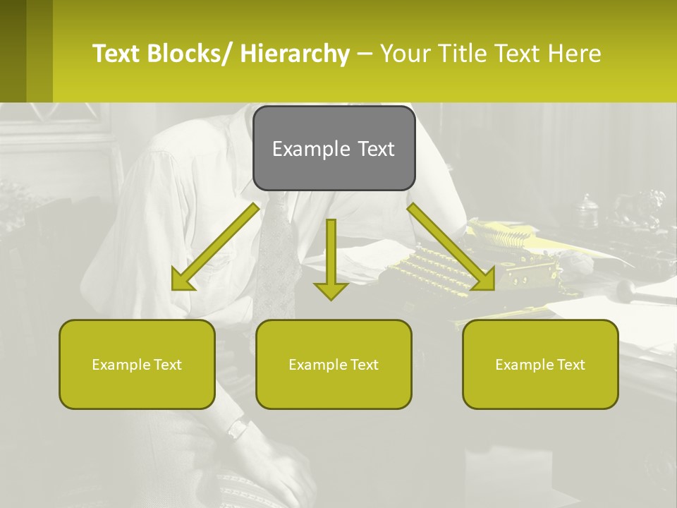 A Man Sitting At A Desk With A Typewriter PowerPoint Template