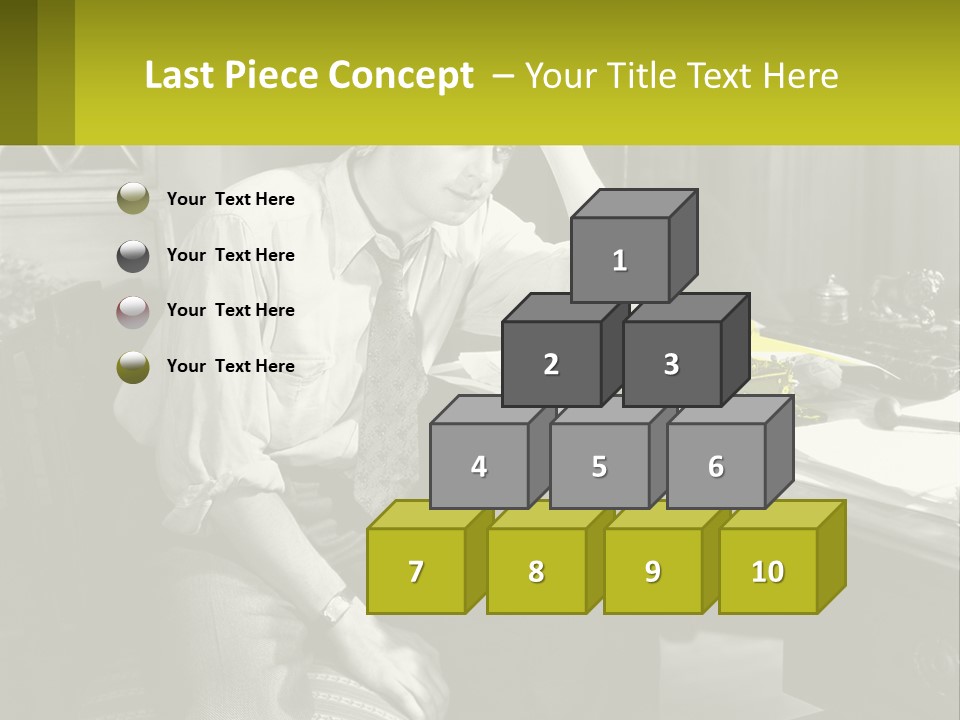 A Man Sitting At A Desk With A Typewriter PowerPoint Template