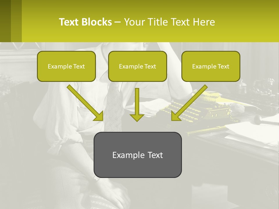 A Man Sitting At A Desk With A Typewriter PowerPoint Template