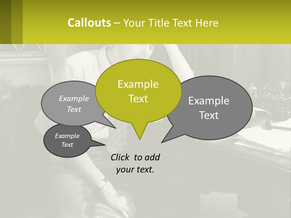 A Man Sitting At A Desk With A Typewriter PowerPoint Template