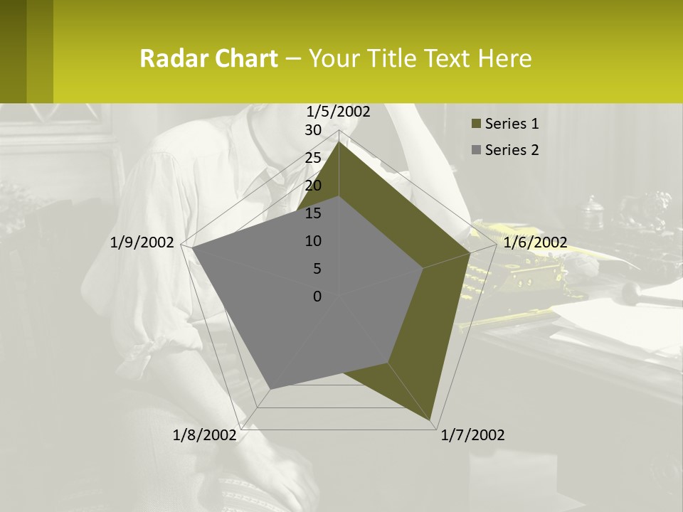 A Man Sitting At A Desk With A Typewriter PowerPoint Template