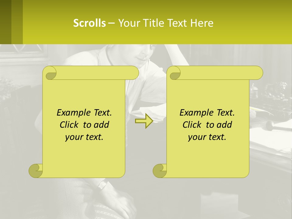 A Man Sitting At A Desk With A Typewriter PowerPoint Template
