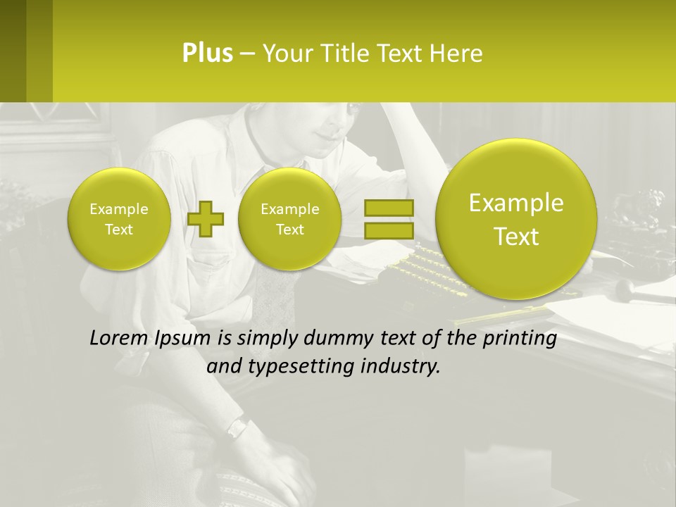 A Man Sitting At A Desk With A Typewriter PowerPoint Template
