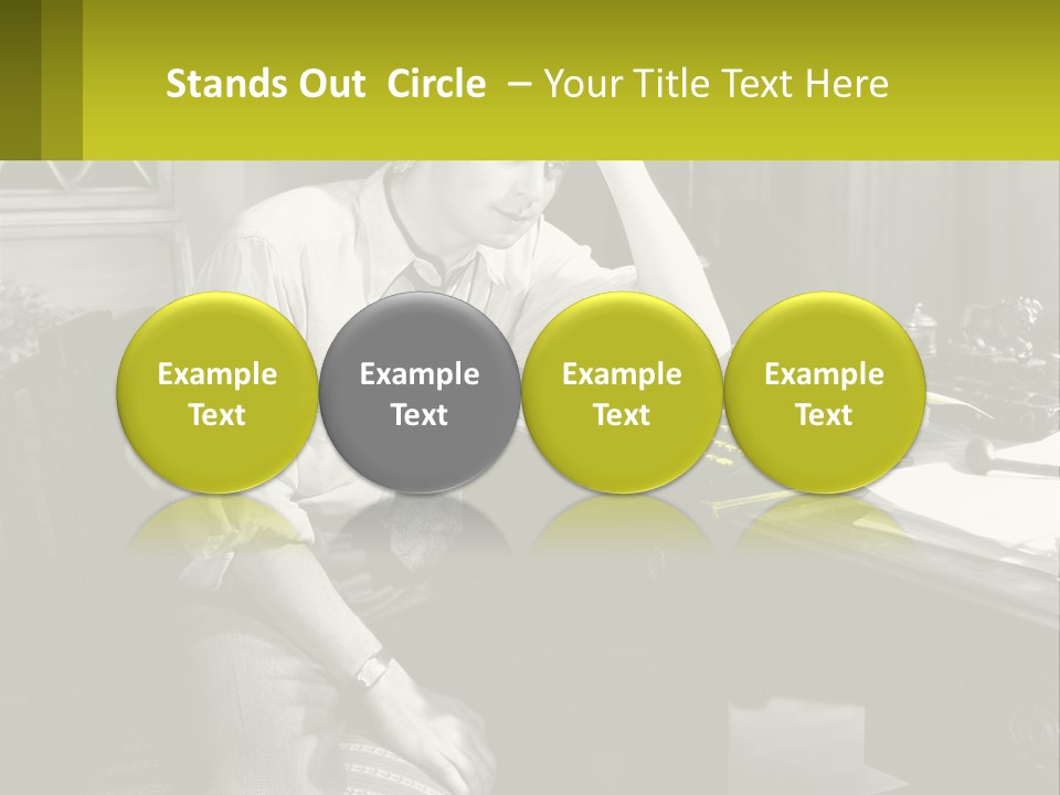 A Man Sitting At A Desk With A Typewriter PowerPoint Template