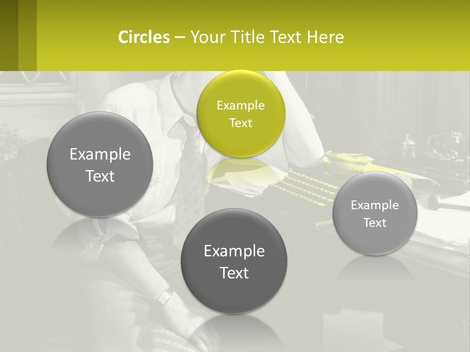 A Man Sitting At A Desk With A Typewriter PowerPoint Template