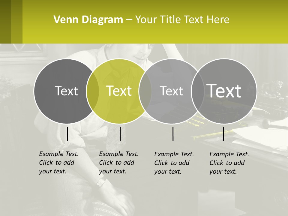 A Man Sitting At A Desk With A Typewriter PowerPoint Template