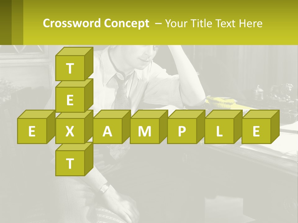 A Man Sitting At A Desk With A Typewriter PowerPoint Template