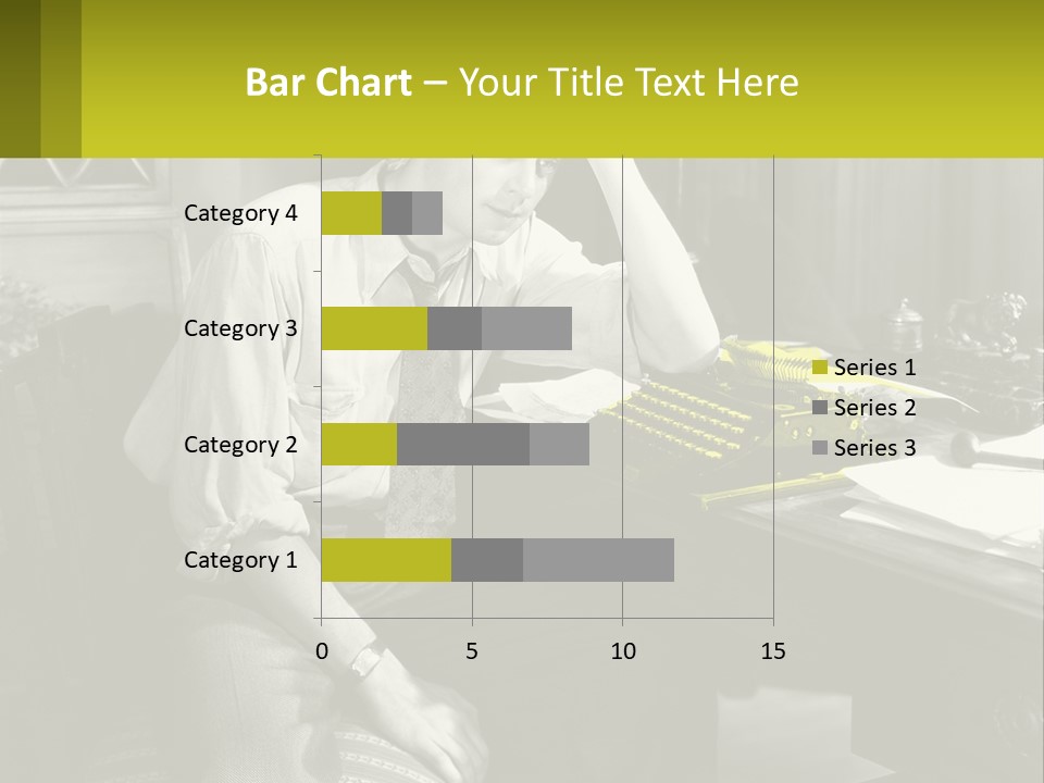 A Man Sitting At A Desk With A Typewriter PowerPoint Template