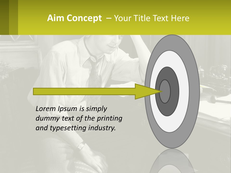 A Man Sitting At A Desk With A Typewriter PowerPoint Template