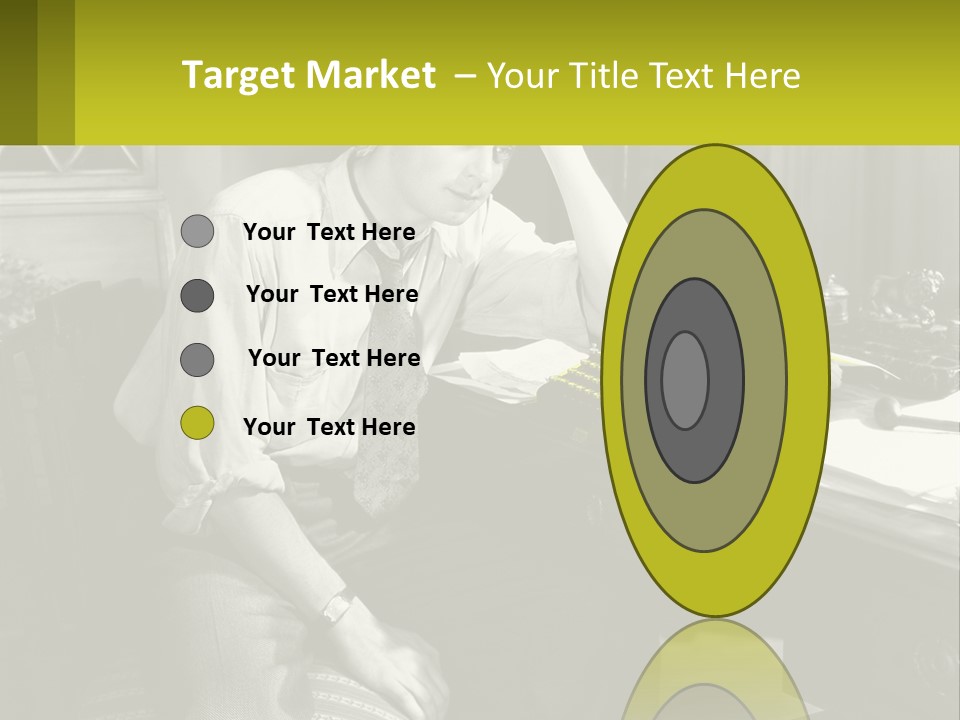 A Man Sitting At A Desk With A Typewriter PowerPoint Template