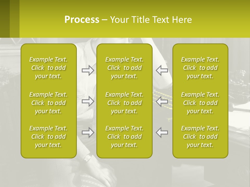 A Man Sitting At A Desk With A Typewriter PowerPoint Template