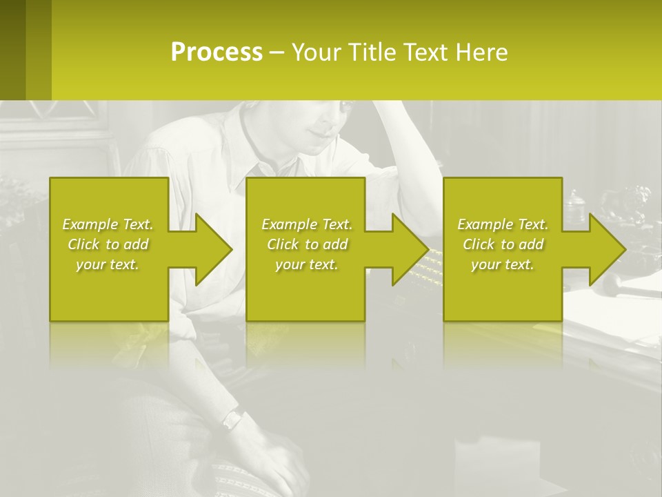 A Man Sitting At A Desk With A Typewriter PowerPoint Template