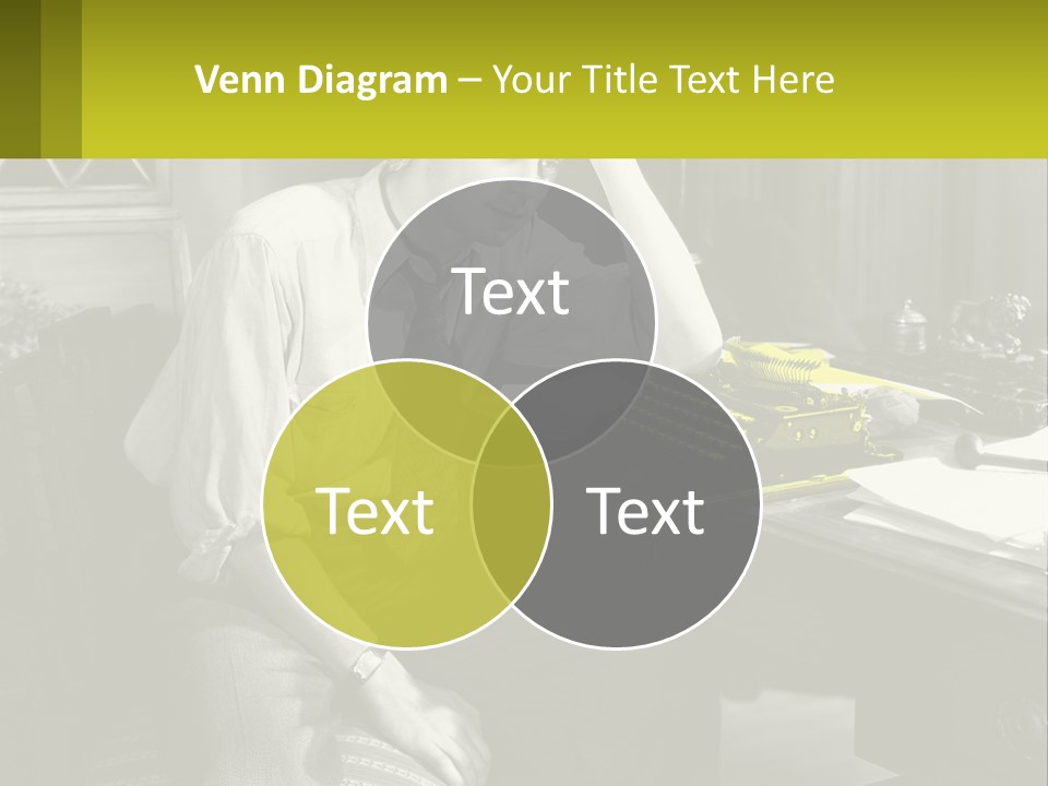 A Man Sitting At A Desk With A Typewriter PowerPoint Template