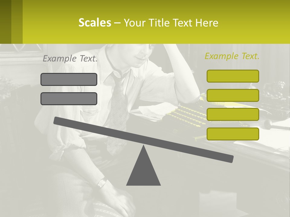 A Man Sitting At A Desk With A Typewriter PowerPoint Template