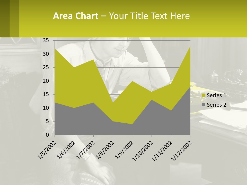 A Man Sitting At A Desk With A Typewriter PowerPoint Template