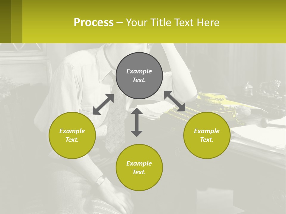 A Man Sitting At A Desk With A Typewriter PowerPoint Template