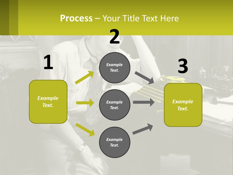 A Man Sitting At A Desk With A Typewriter PowerPoint Template