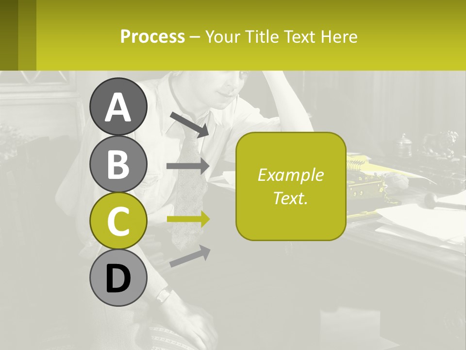 A Man Sitting At A Desk With A Typewriter PowerPoint Template