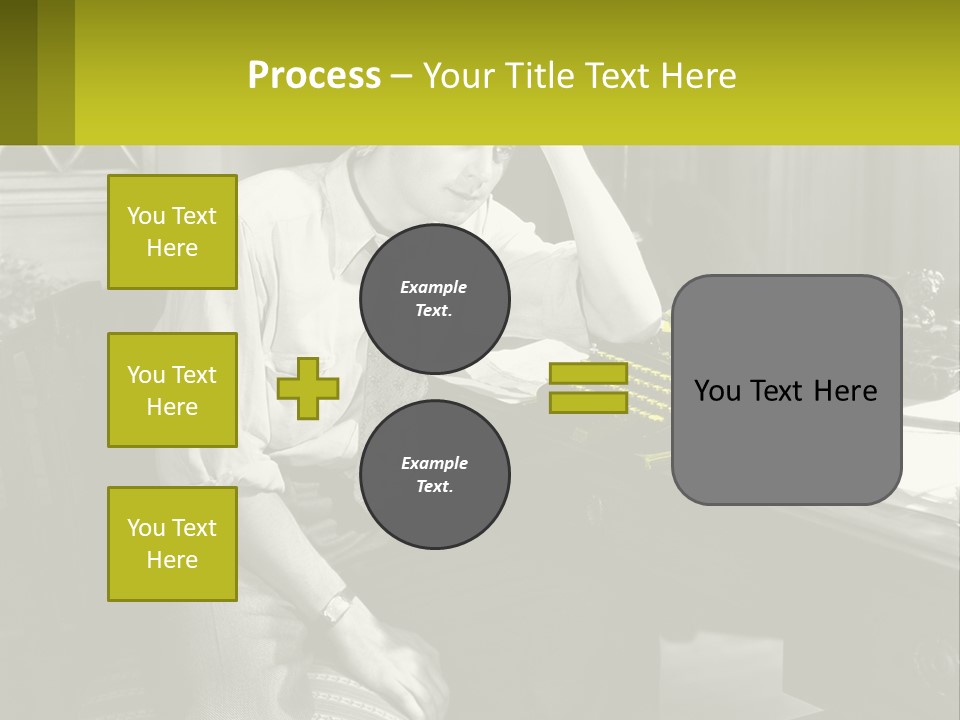 A Man Sitting At A Desk With A Typewriter PowerPoint Template