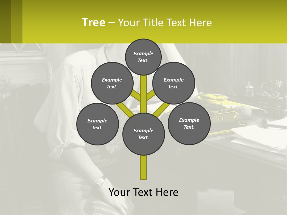 A Man Sitting At A Desk With A Typewriter PowerPoint Template