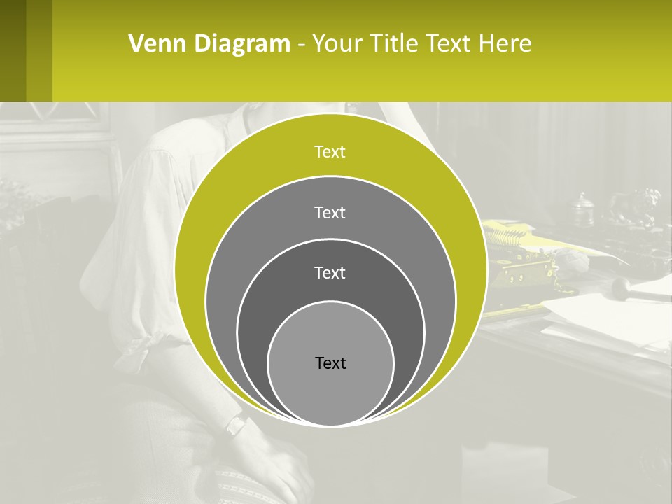 A Man Sitting At A Desk With A Typewriter PowerPoint Template
