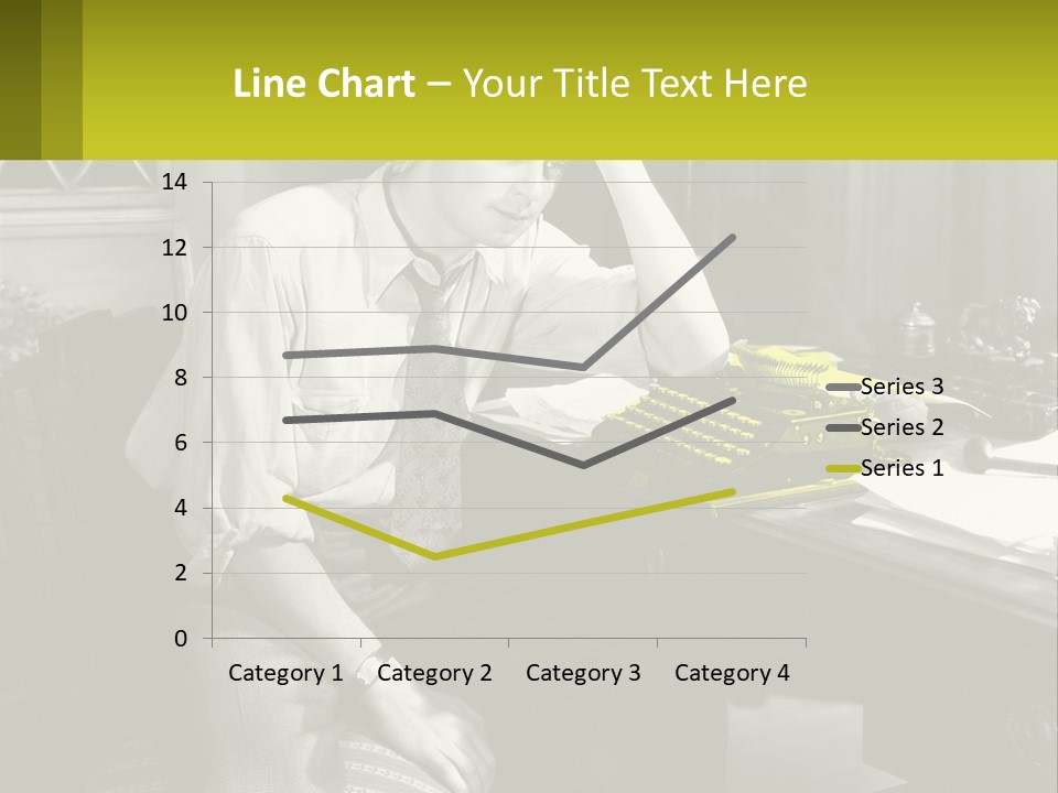 A Man Sitting At A Desk With A Typewriter PowerPoint Template